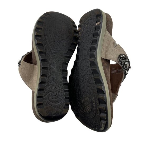 Womens Dansko Beaded Leather Thong Sandals Size 36 Embellished Brown - Picture 5 of 6